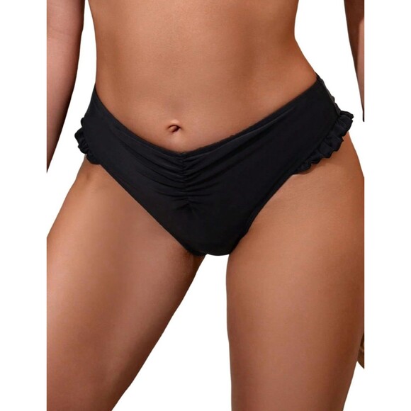 Leoparts Women's Ruched Bikini Bottom Sexy Ruffle High Cut Swim - Picture 3 of 6
